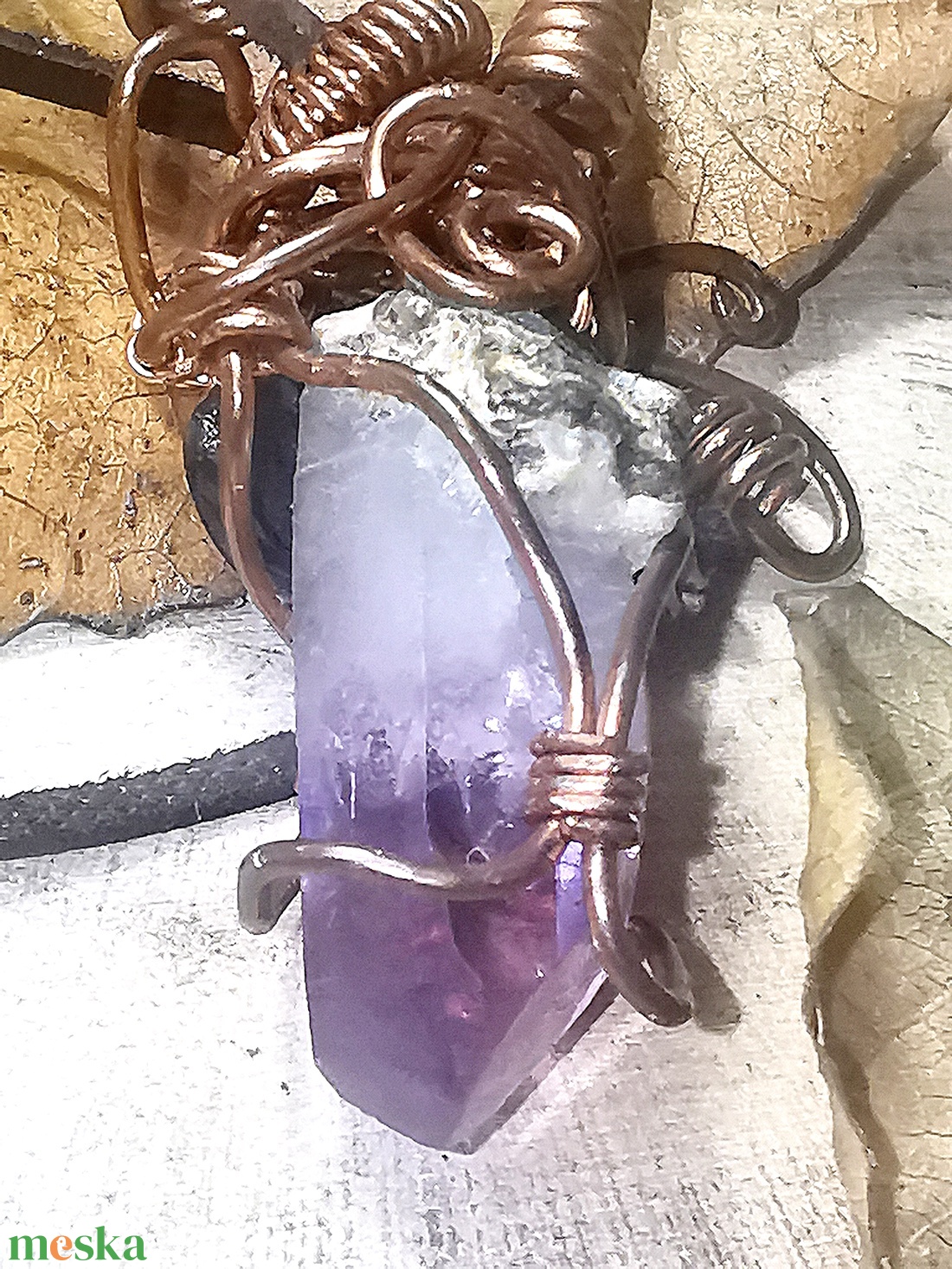 Nyers ametiszt - Brazilia - ékszer - nyaklánc - medál - Meska.hu