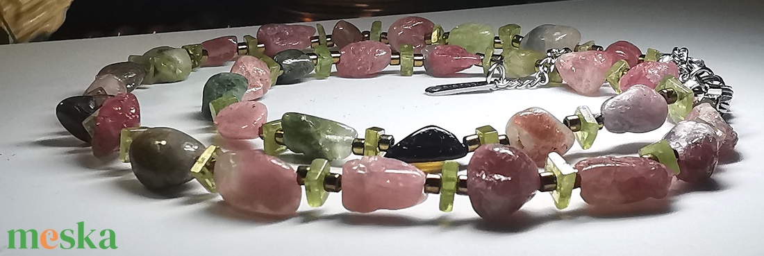 Turmalin - peridot nyakék - ékszer - nyaklánc - medál nélküli nyaklánc - Meska.hu