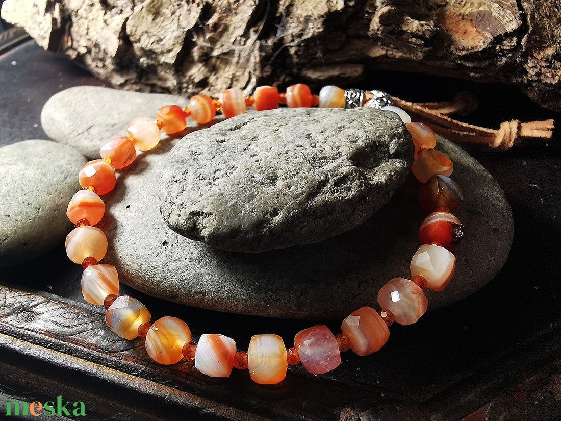 Karneol - cirkon karkötő - ékszer - karkötő - ásványkarkötő - Meska.hu