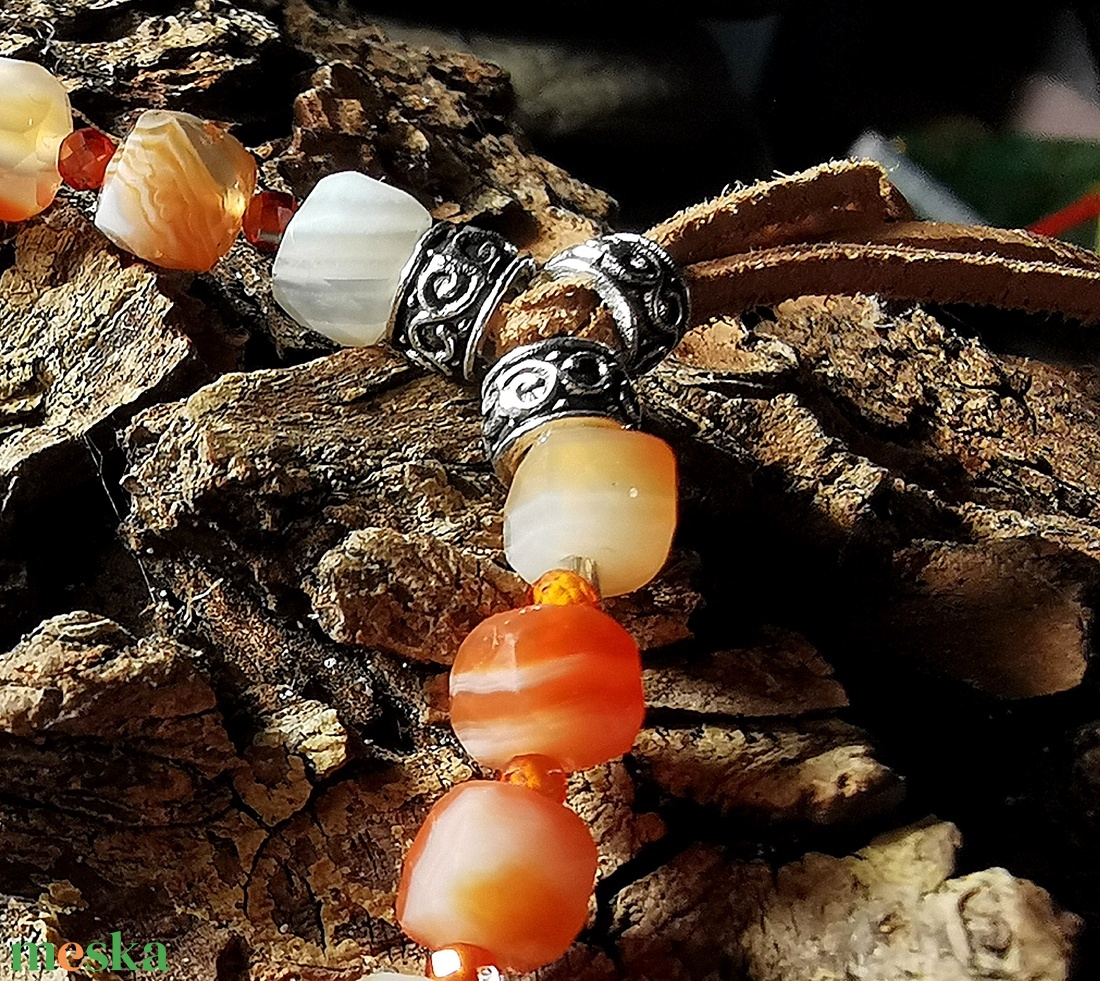 Karneol - cirkon karkötő - ékszer - karkötő - ásványkarkötő - Meska.hu