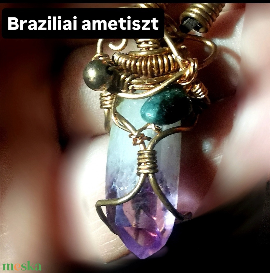 Nyers ametiszt - Brazilia - ékszer - nyaklánc - medál - Meska.hu