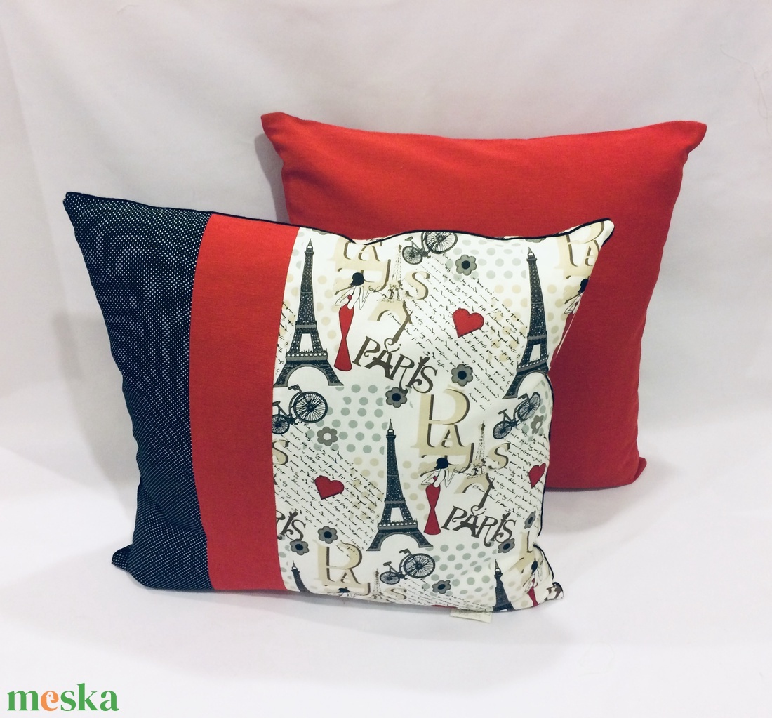 Díszpárnahuzat Párizs minta és egyszinű - otthon & életmód - lakástextil - párna & párnahuzat - díszpárnahuzat - Meska.hu