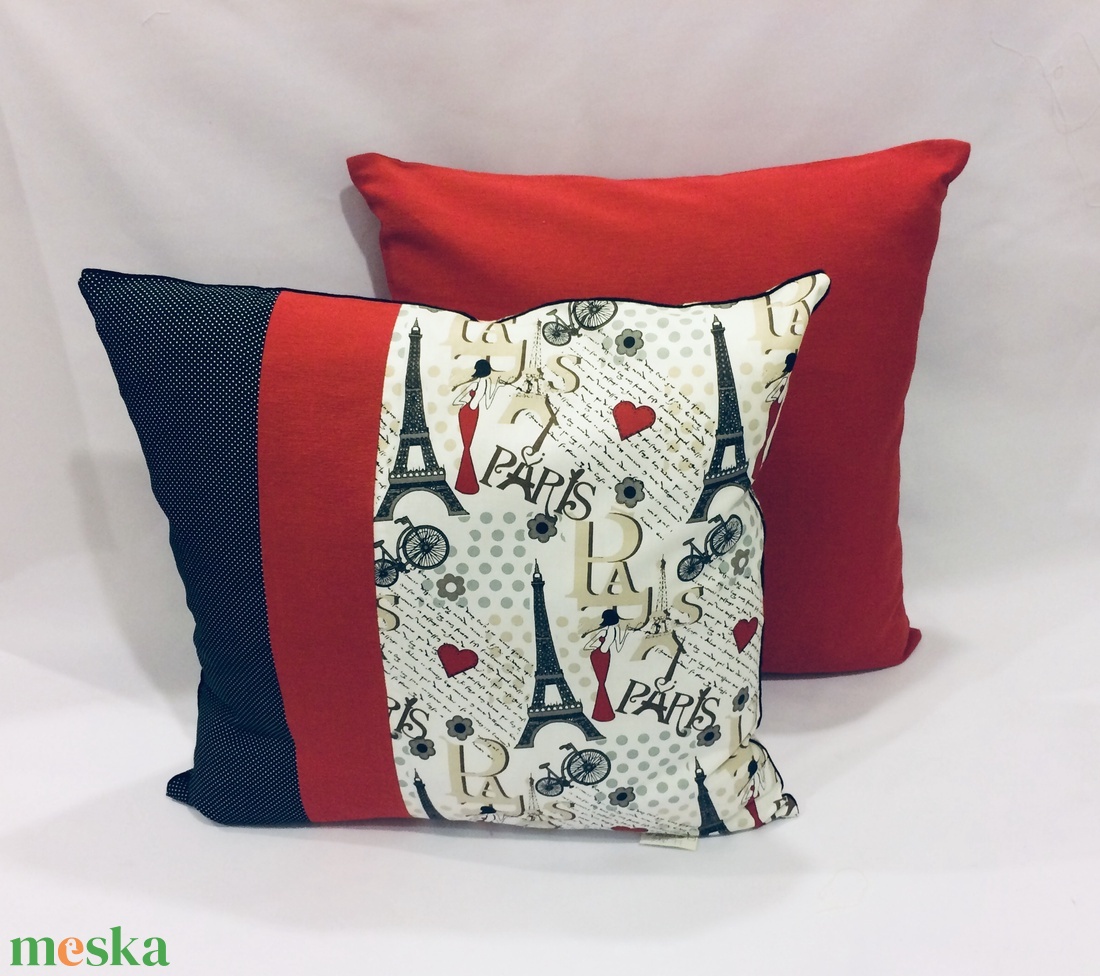 Díszpárnahuzat Párizs minta és egyszinű - otthon & életmód - lakástextil - párna & párnahuzat - díszpárnahuzat - Meska.hu