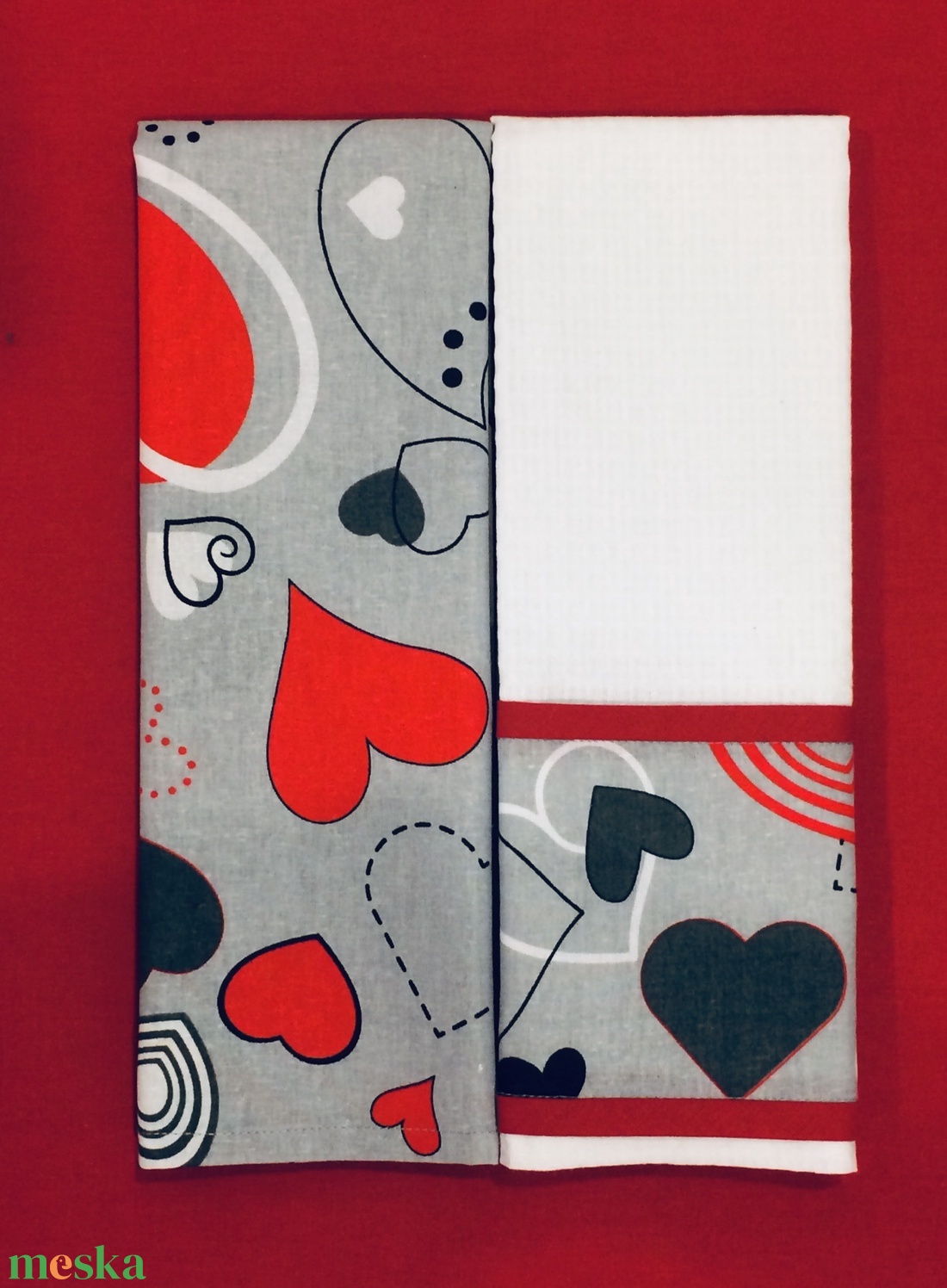 Konyharuha szett szívecske  mintás - otthon & életmód - konyhafelszerelés, tálalás - konyhai textil - konyharuha & törlőkendő - Meska.hu