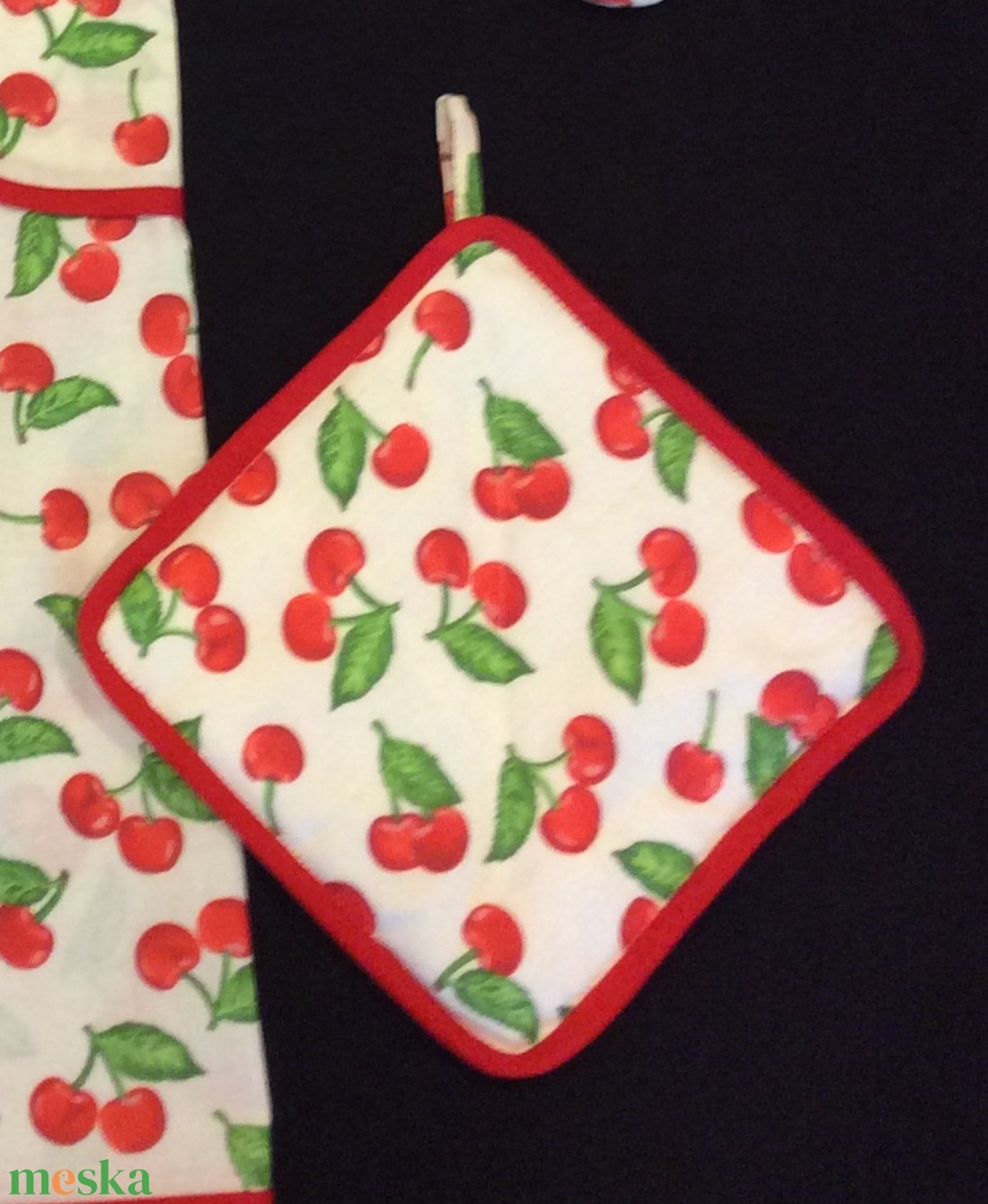 Edényfogó cseresznyés mintás  - otthon & életmód - konyhafelszerelés, tálalás - konyhai textil - edényfogó & edényfedő - Meska.hu