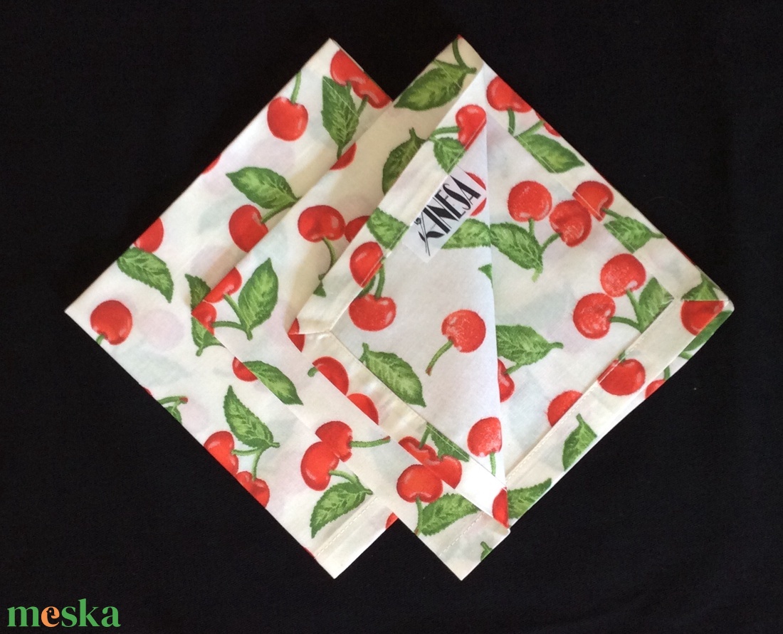 Szalvéta cseresznye mintával / Zero Waste / - otthon & életmód - konyhafelszerelés, tálalás - konyhai textil - szalvéta - Meska.hu Szalvéta cseresznye mintával / Zero Waste / - otthon & életmód - konyhafelszerelés, tálalás - konyhai textil - szalvéta - Meska.hu