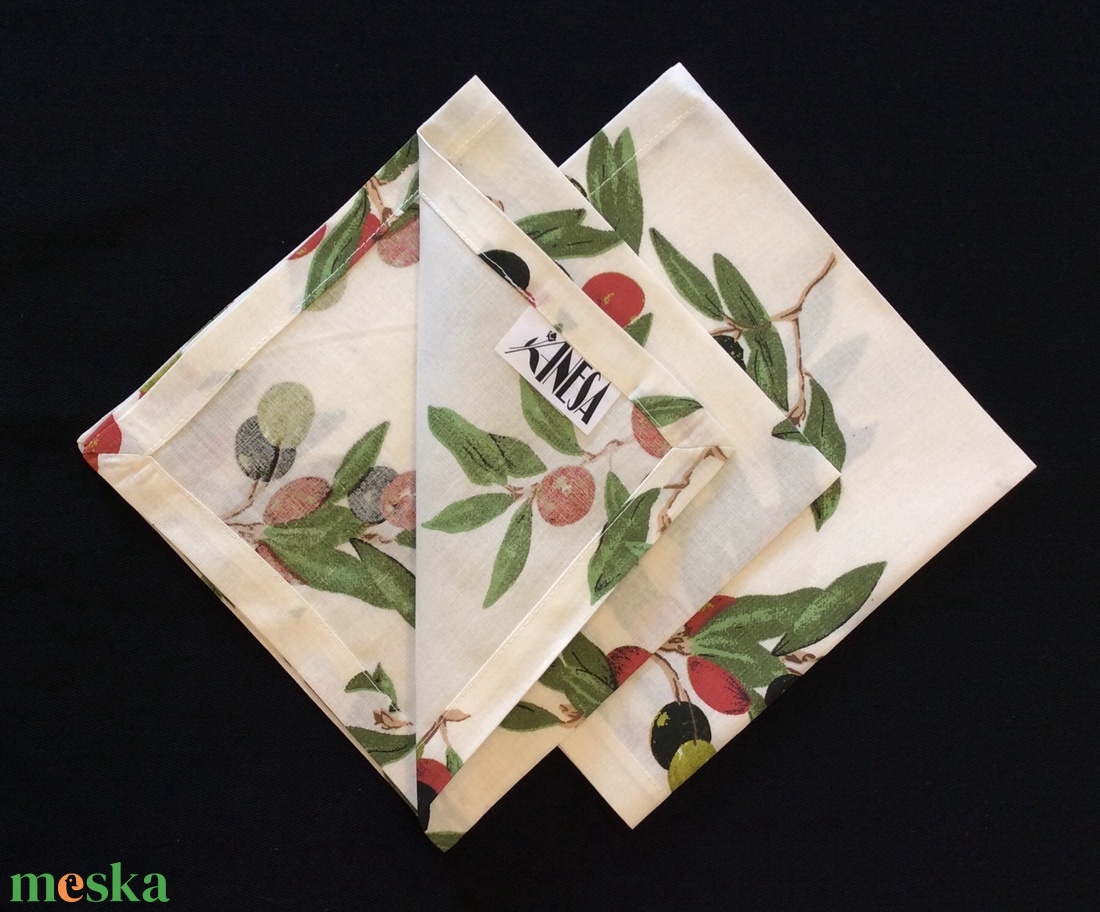 Szalvéta olajbogyó mintával / Zero Waste  - otthon & életmód - konyhafelszerelés, tálalás - konyhai textil - szalvéta - Meska.hu