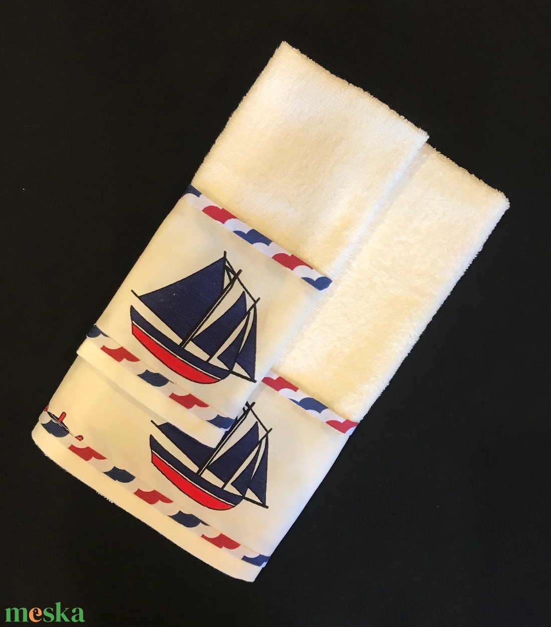 Törölköző szett tengerész mintával  - otthon & életmód - fürdőszoba - törölköző - Meska.hu