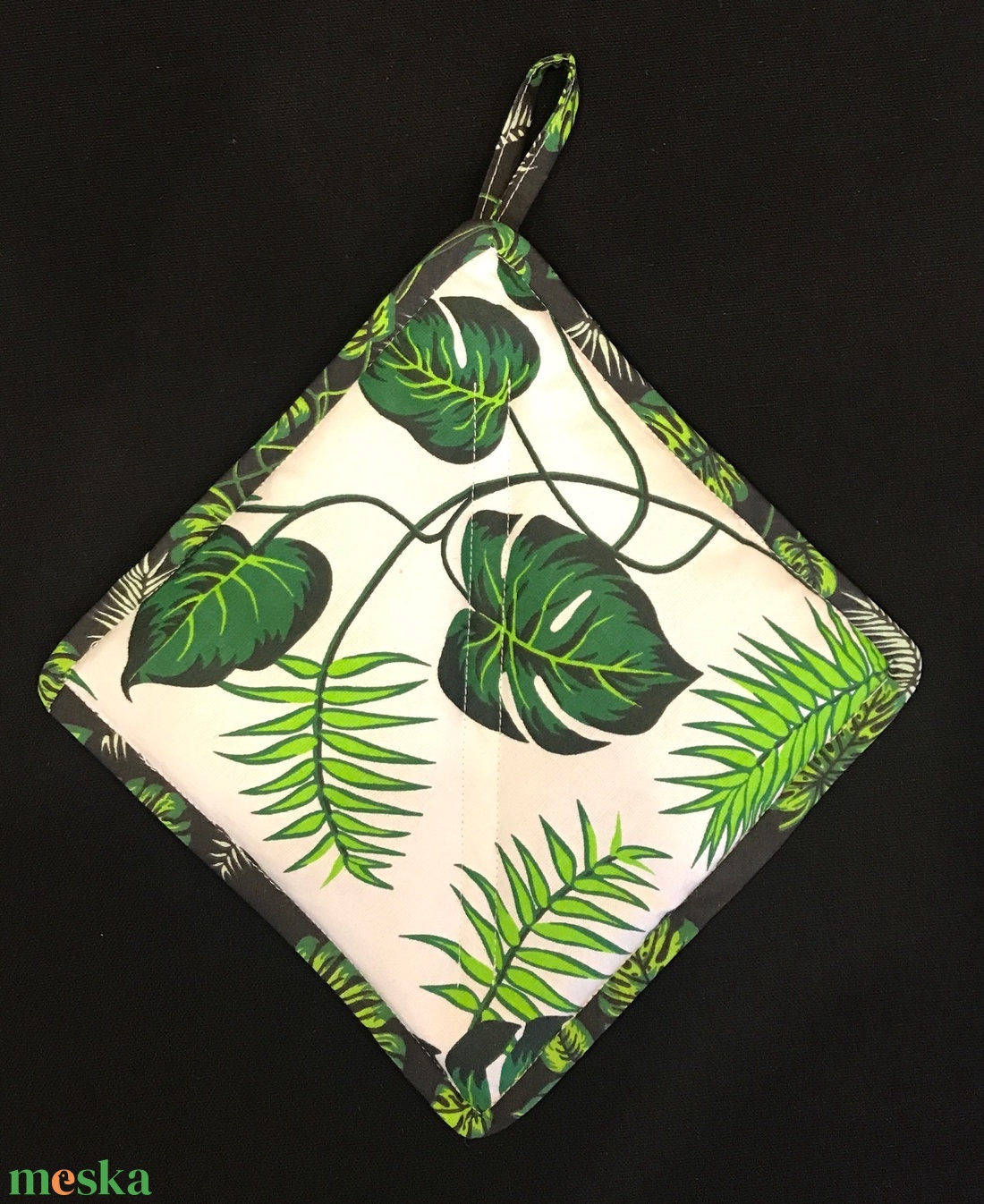 Edényfogó pálmalevél mintával  - otthon & életmód - konyhafelszerelés, tálalás - konyhai textil - edényfogó & edényfedő - Meska.hu