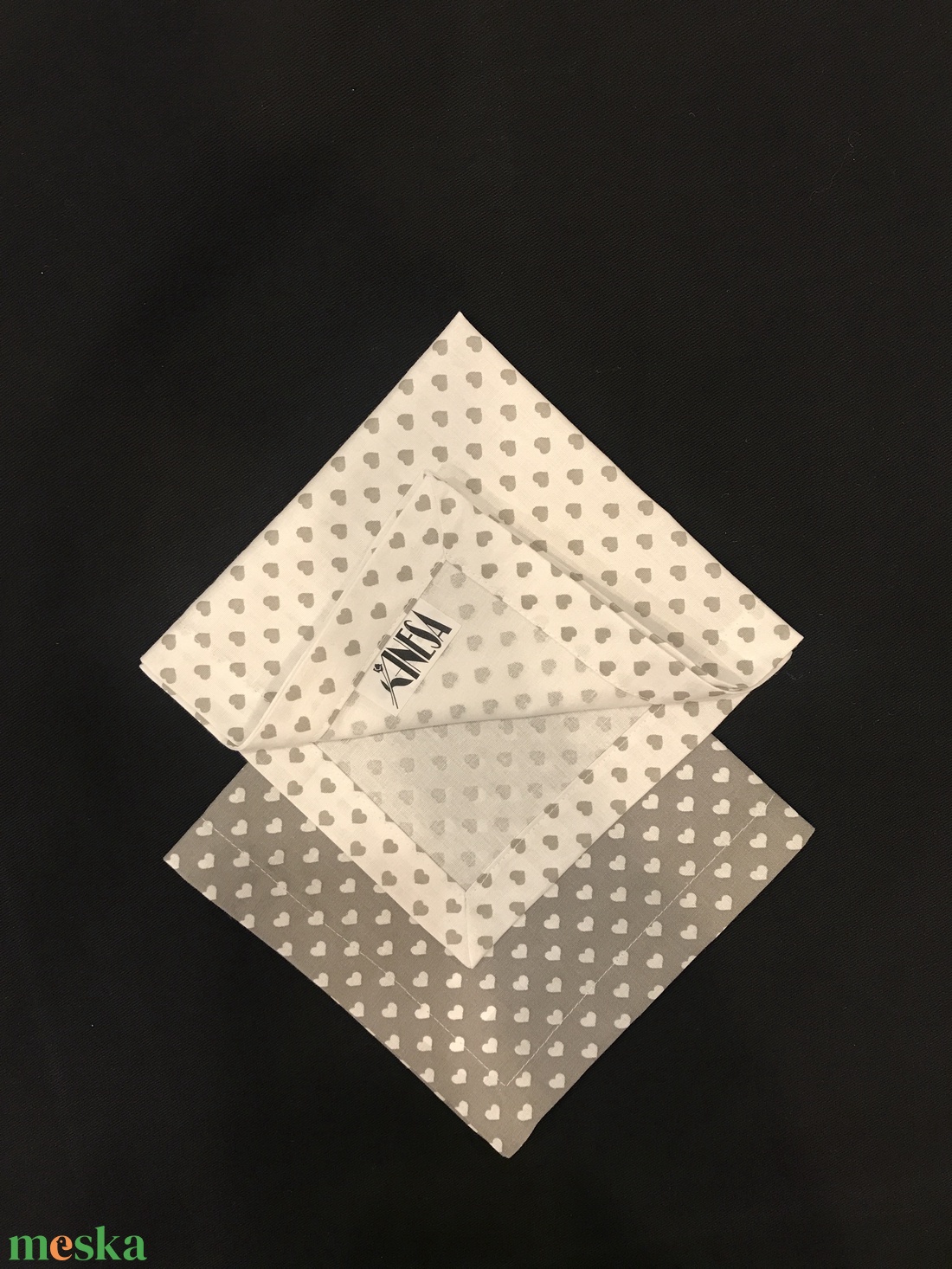 Szalvéta szett szívecske  mintával / Zero Waste  - otthon & életmód - konyhafelszerelés, tálalás - konyhai textil - szalvéta - Meska.hu