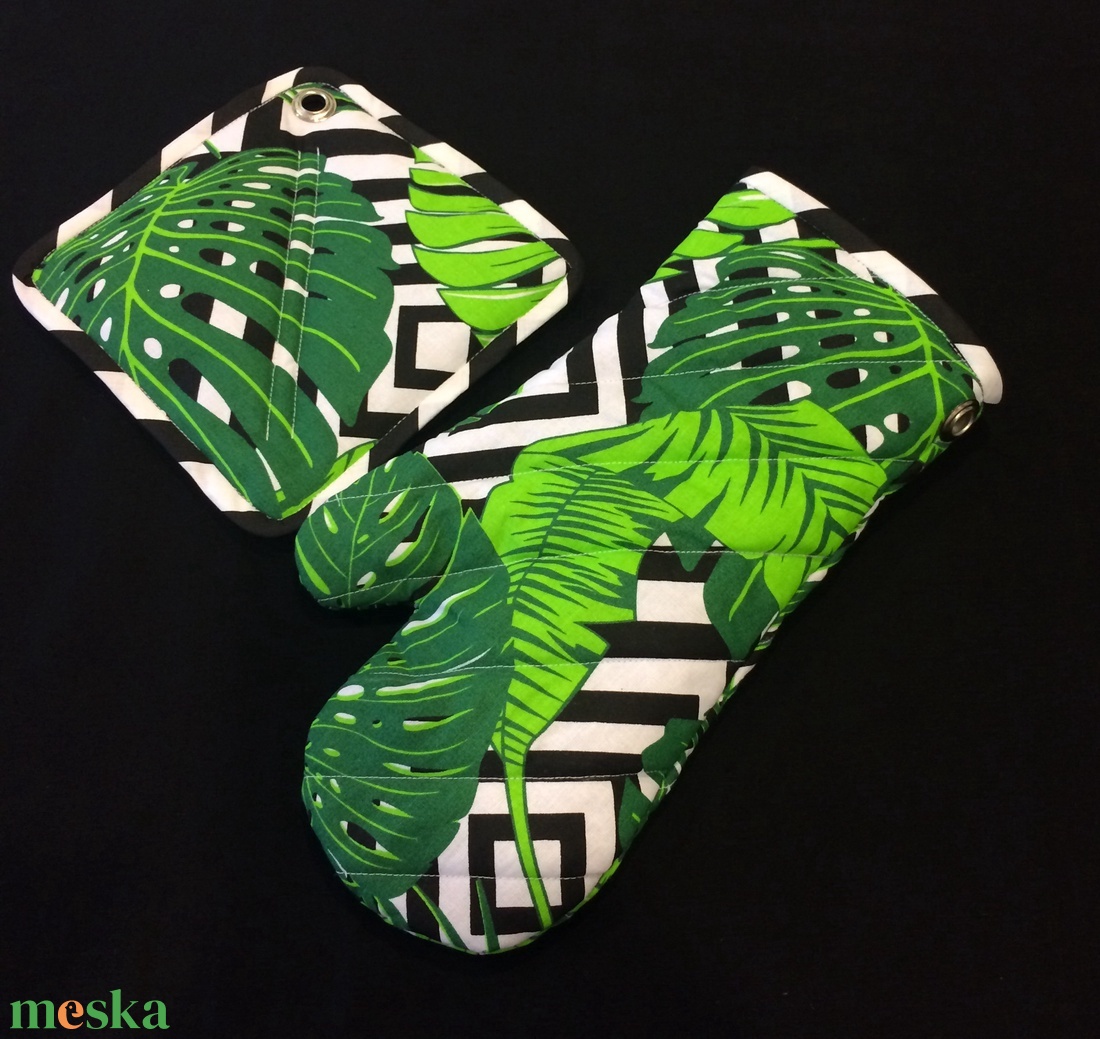 Konyharuha szett levél mintával - otthon & életmód - konyhafelszerelés, tálalás - konyhai textil - konyharuha & törlőkendő - Meska.hu