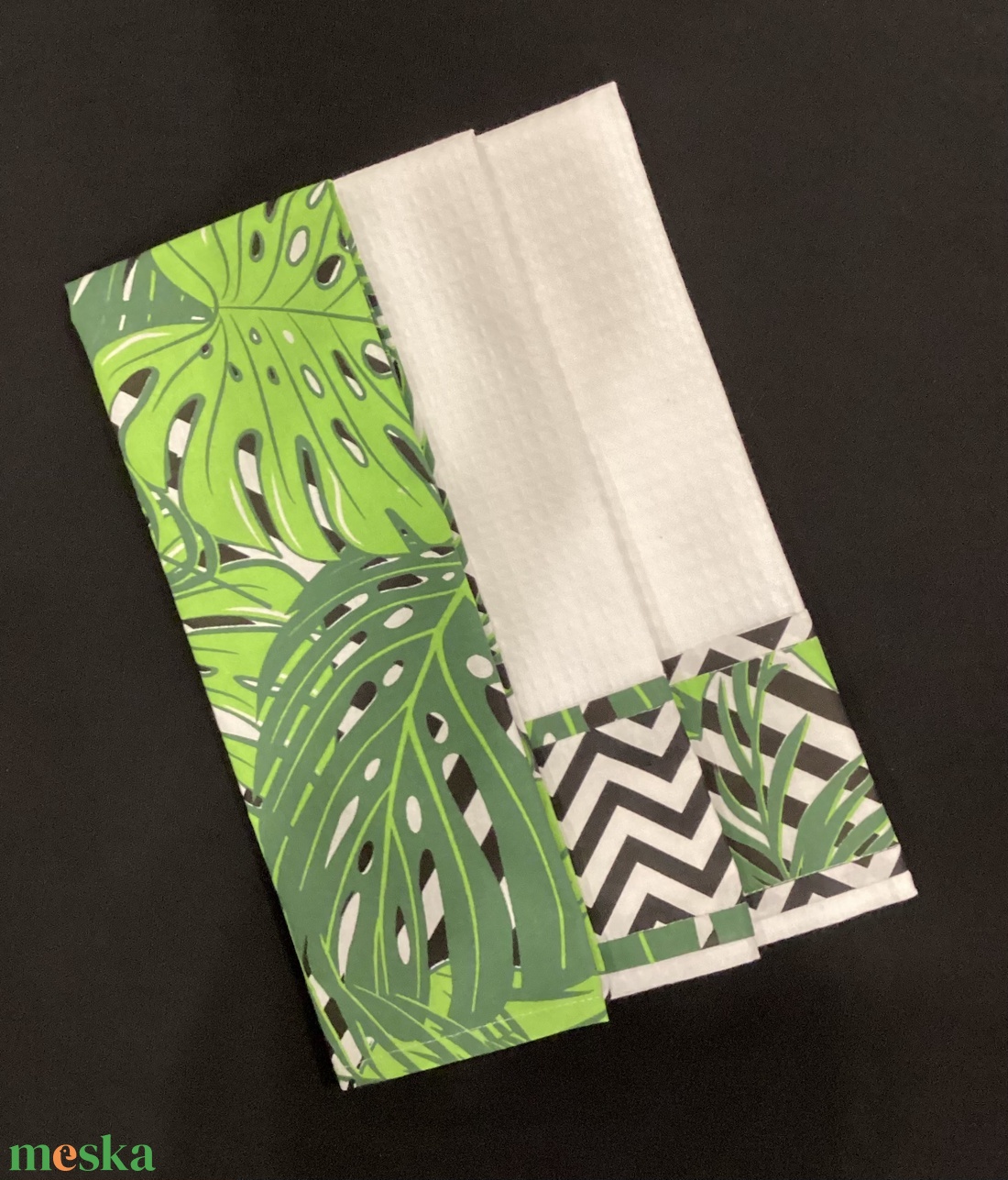 Konyharuha szett levél mintával - otthon & életmód - konyhafelszerelés, tálalás - konyhai textil - konyharuha & törlőkendő - Meska.hu