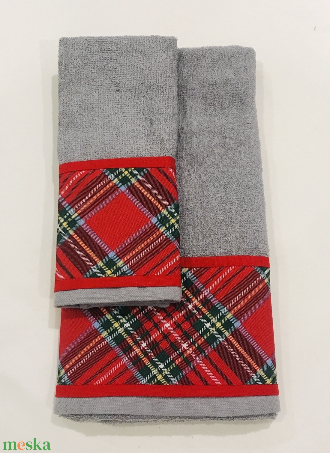 Törölköző szett skót kockás  mintával  - otthon & életmód - fürdőszoba - törölköző - Meska.hu