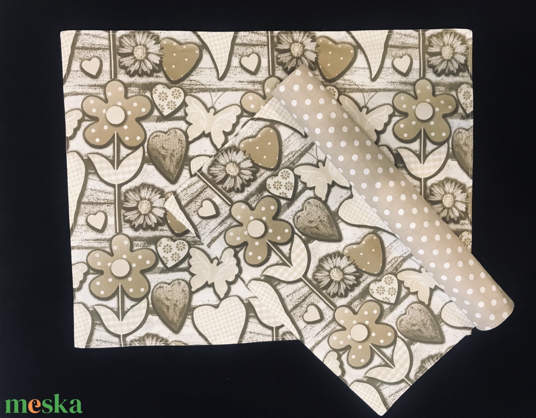 Szalvéta pöttyös - csikos  bézs szín világ /Zero Waste /  - otthon & életmód - konyhafelszerelés, tálalás - konyhai textil - szalvéta - Meska.hu