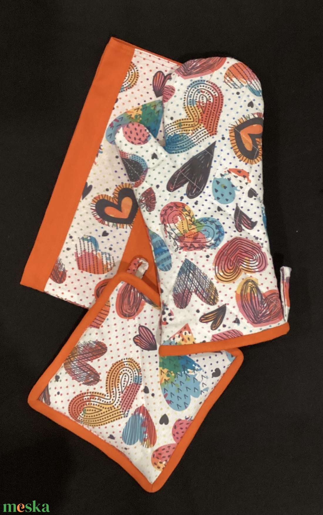 Konyharuha szett vídám szívek  - otthon & életmód - konyhafelszerelés, tálalás - konyhai textil - konyharuha & törlőkendő - Meska.hu