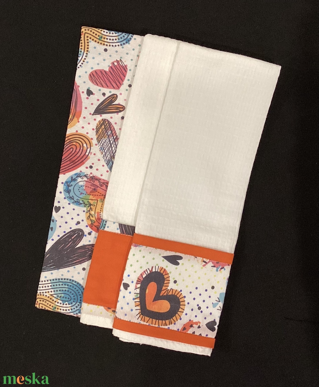 Konyharuha szett vidám szivecske mintával  - otthon & életmód - konyhafelszerelés, tálalás - konyhai textil - konyharuha & törlőkendő - Meska.hu