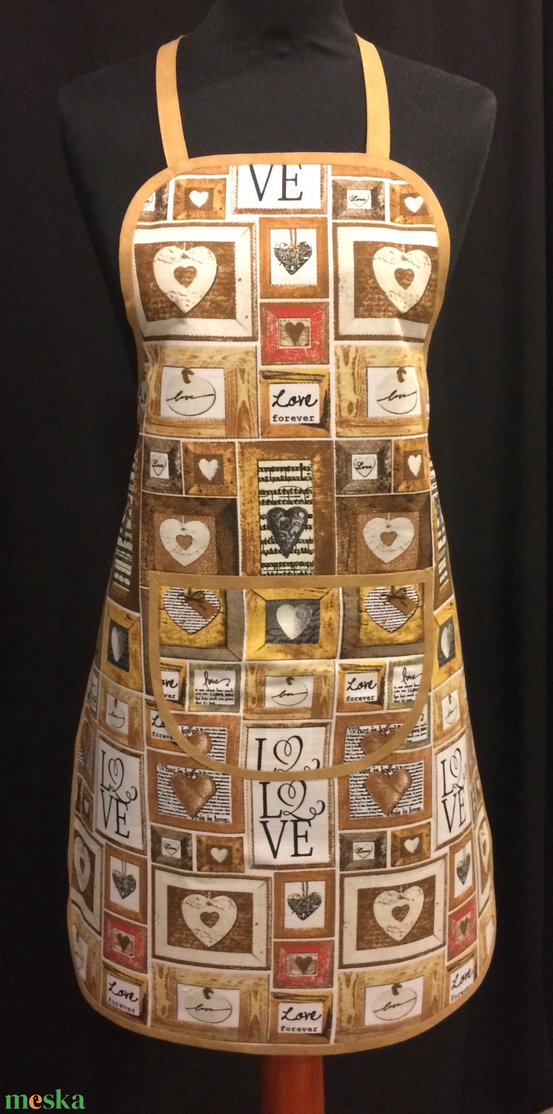  Kötény   bézs szín világ  - otthon & életmód - konyhafelszerelés, tálalás - konyhai textil - kötény - Meska.hu