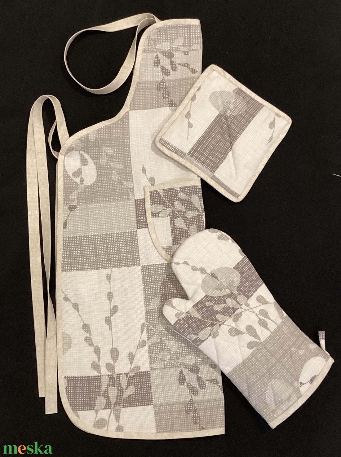 Kötény szett bézs szín világ  - otthon & életmód - konyhafelszerelés, tálalás - konyhai textil - kötény - Meska.hu