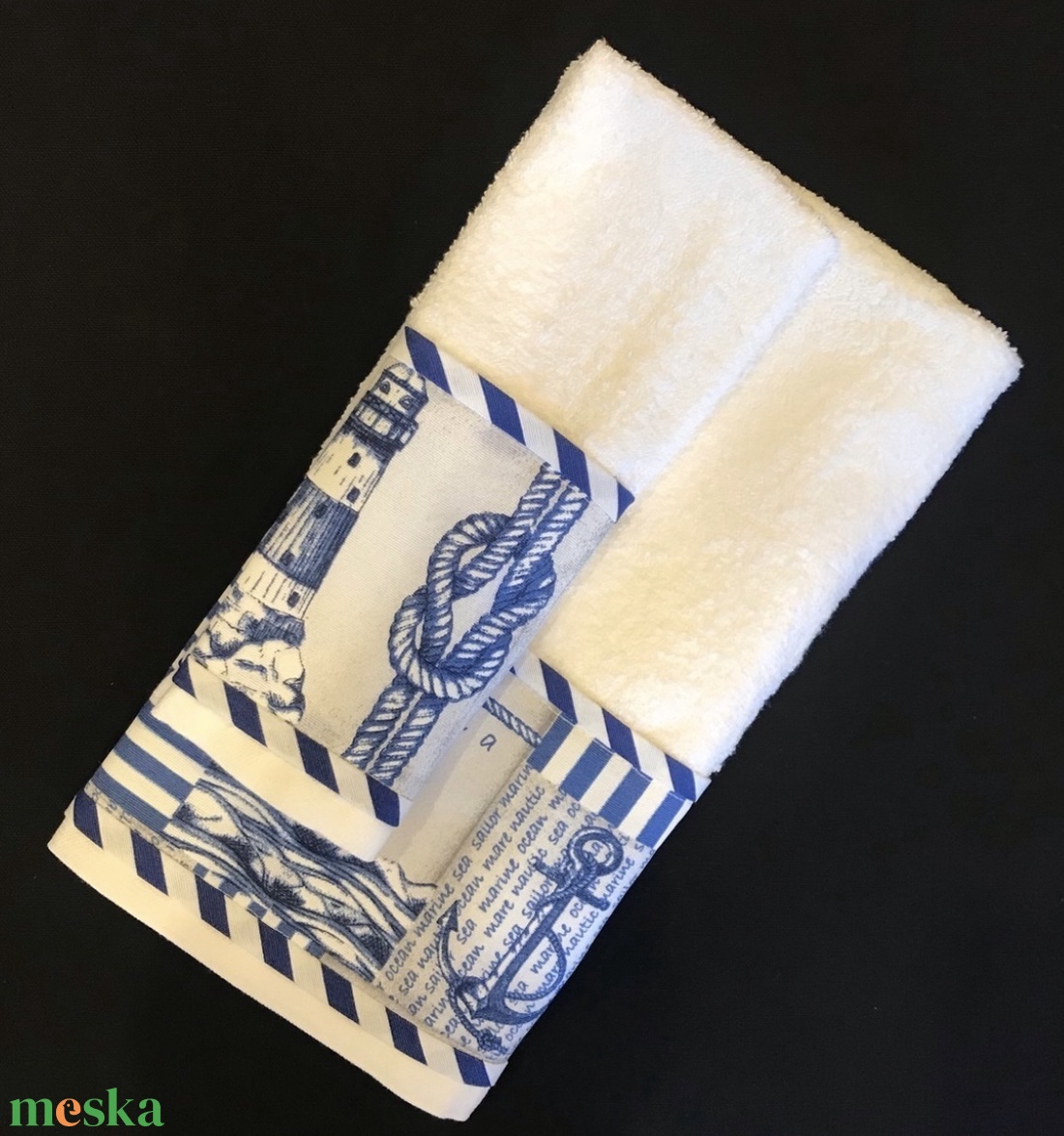 Törölköző  szett tengerész mintával  - otthon & életmód - fürdőszoba - törölköző - Meska.hu