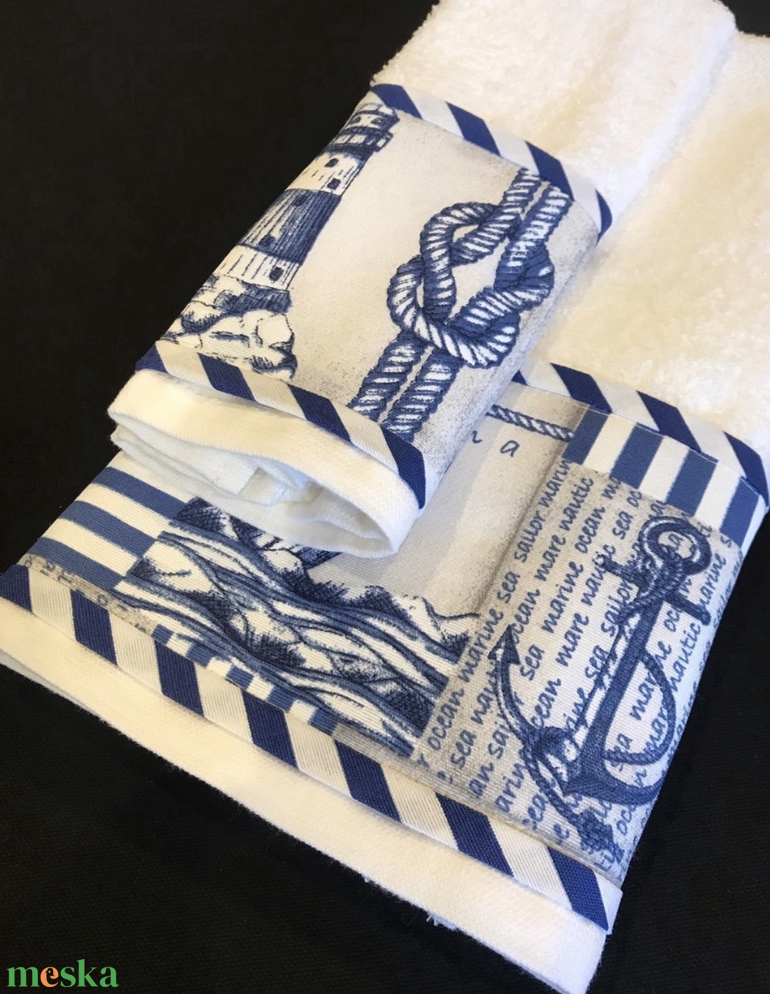 Törölköző  szett tengerész mintával  - otthon & életmód - fürdőszoba - törölköző - Meska.hu