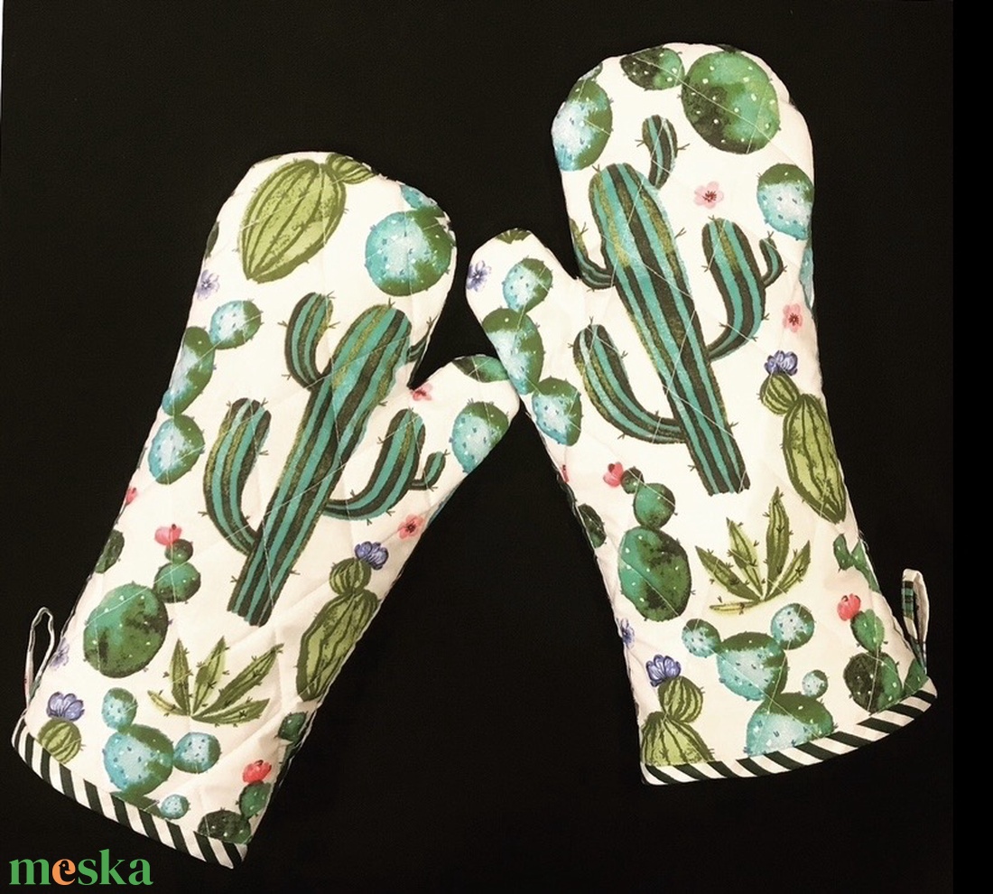 Kaktuszos edényfogó kesztyű - otthon & életmód - konyhafelszerelés, tálalás - konyhai textil - edényfogó & edényfedő - Meska.hu