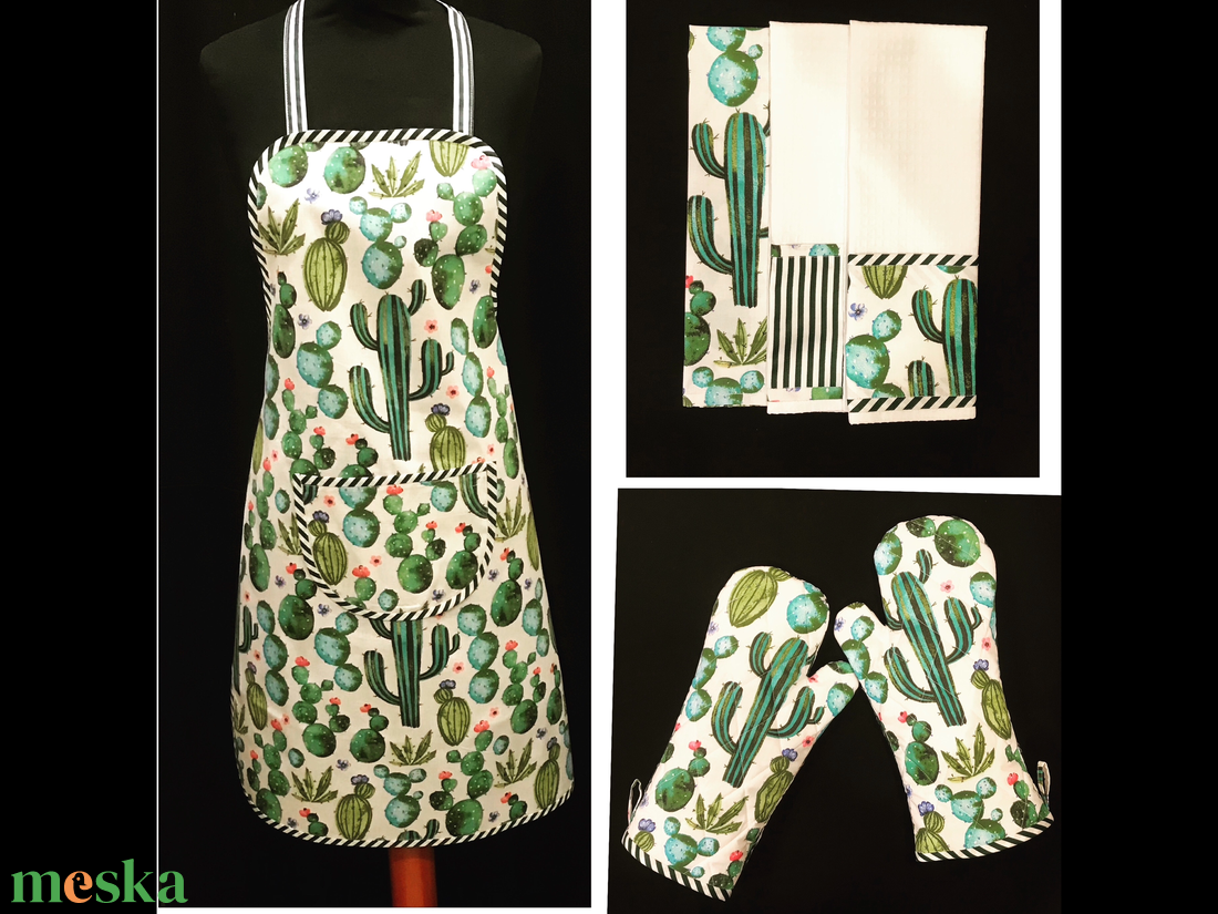 Konyharuha szett kaktusz mintás  - otthon & életmód - konyhafelszerelés, tálalás - konyhai textil - konyharuha & törlőkendő - Meska.hu