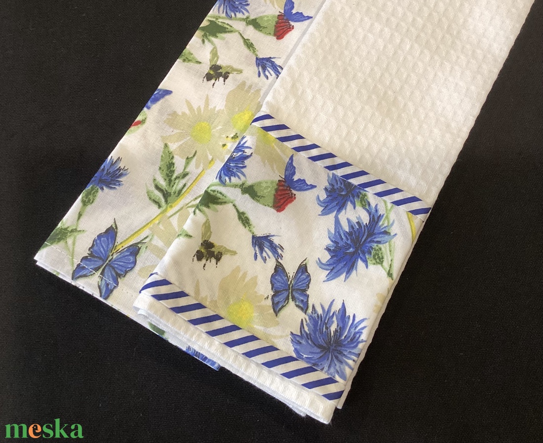 Edényfogó kesztyű búzavirág - pillangó mintával  - otthon & életmód - konyhafelszerelés, tálalás - konyhai textil - edényfogó & edényfedő - Meska.hu