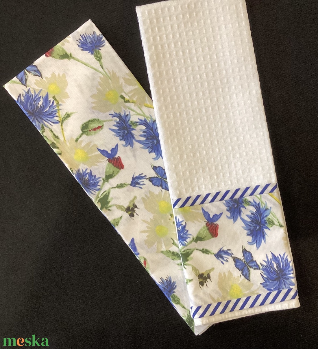 Konyharuha szett búzavirág - pillangó mintás - otthon & életmód - konyhafelszerelés, tálalás - konyhai textil - konyharuha & törlőkendő - Meska.hu