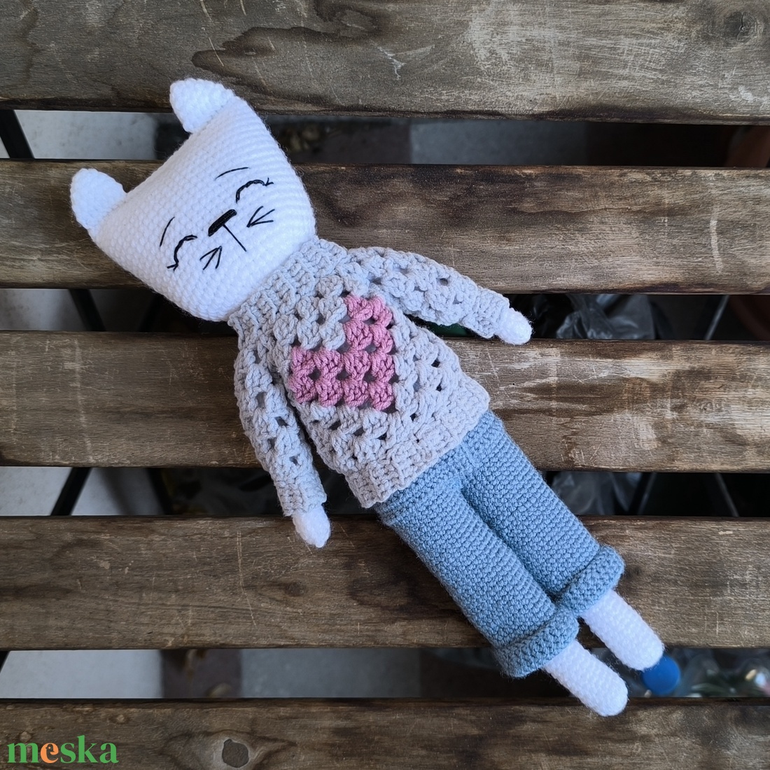 Horgolt cica - játék & sport - plüssállat & játékfigura - cica - Meska.hu