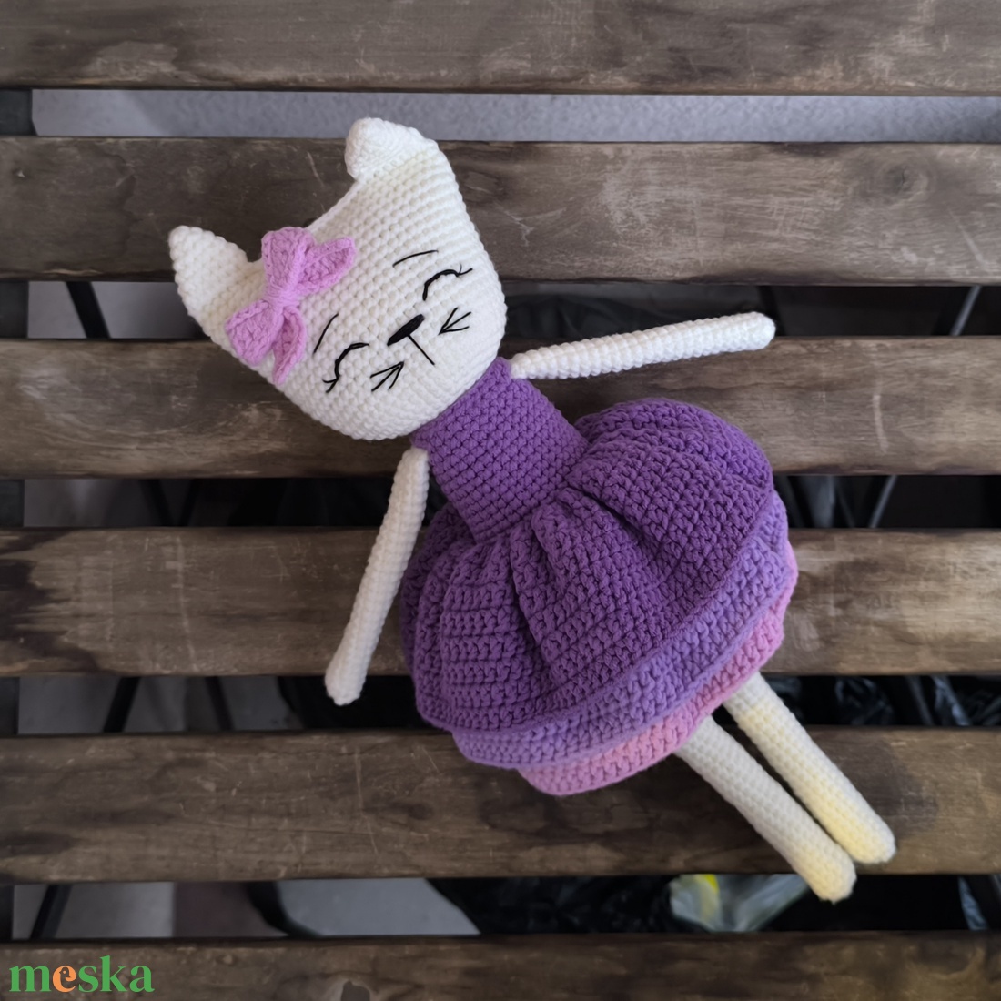 Horgolt cica - játék & sport - plüssállat & játékfigura - cica - Meska.hu