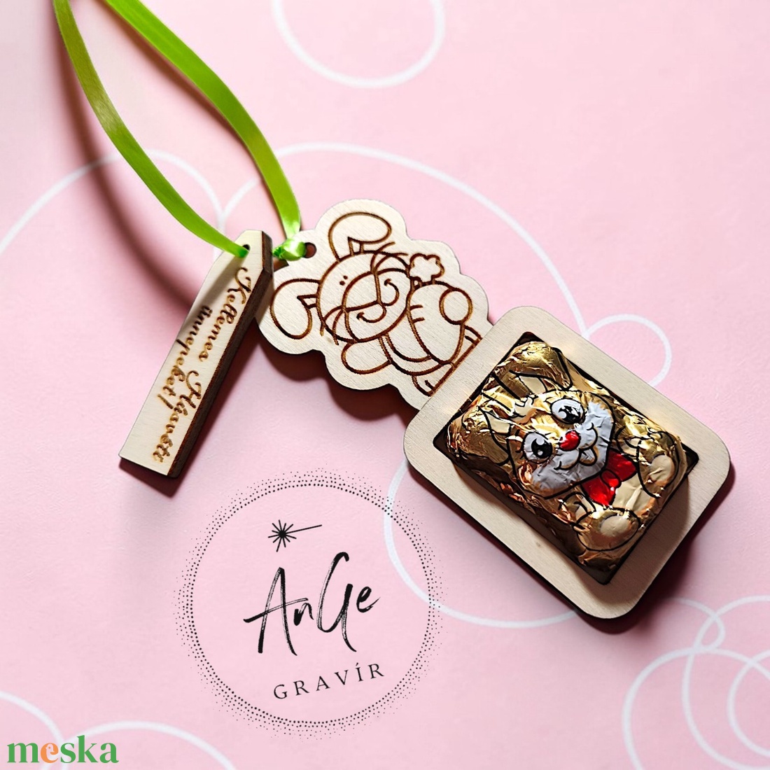 Húsvéti meglepetés nyuszi formájú csokival - ünnepi díszek, dekorációk - húsvéti díszek és dekorációk - húsvéti tojásfadíszek - Meska.hu