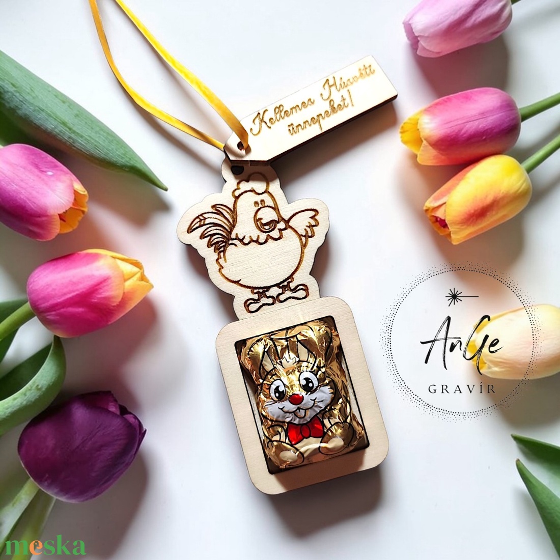 Húsvéti meglepetés nyuszi formájú csokival - ünnepi díszek, dekorációk - húsvéti díszek és dekorációk - húsvéti tojásfadíszek - Meska.hu