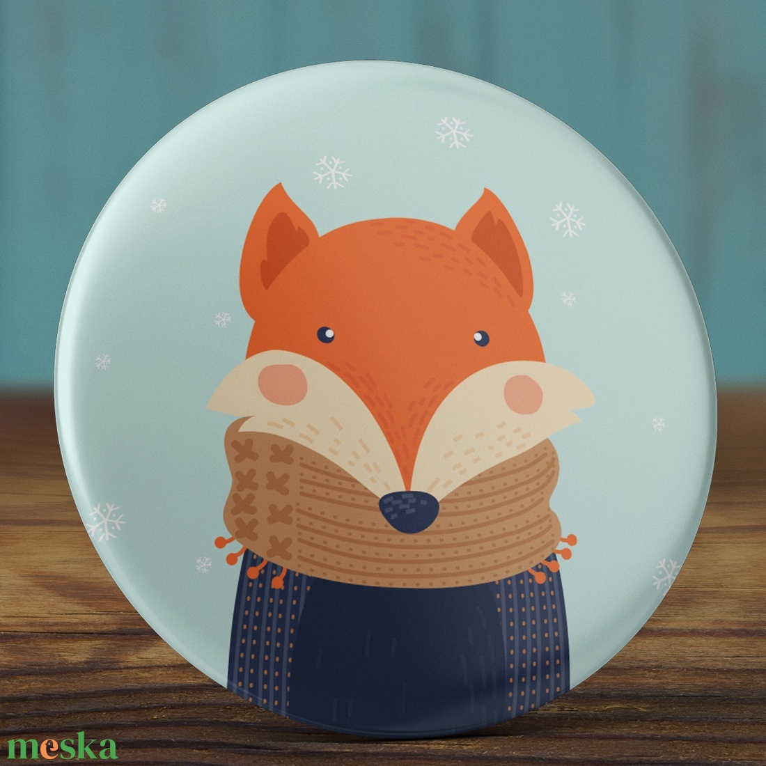 Karácsonyi kitűző  - rókás bross - karácsony kitűző - rókás kitűző - karácsony ajándék - tél - róka - téli állatok -  - Meska.hu