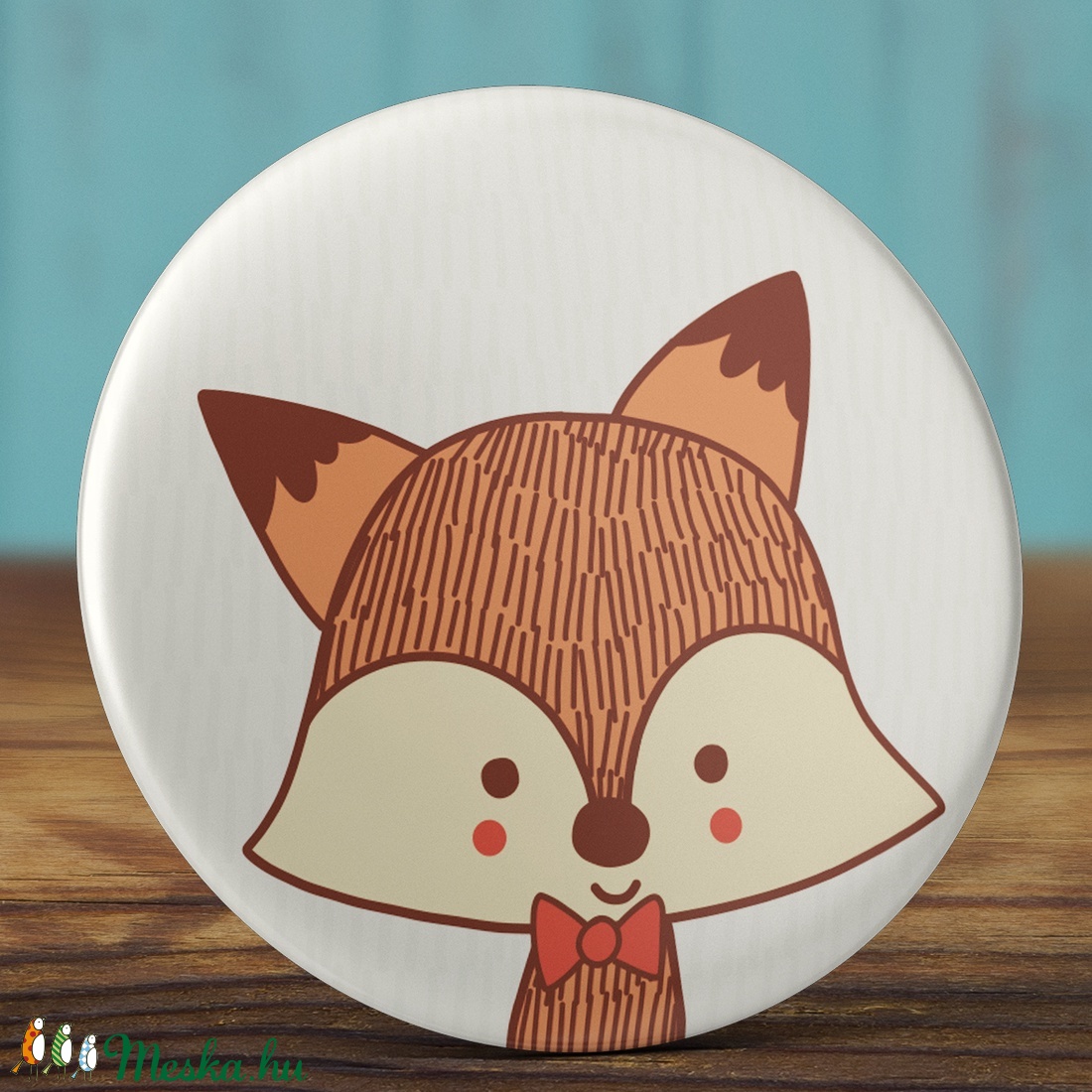 Róka kitűző - cuki rókás bross - sárga róka kitűző - állatos kitűző - vadállat - masnis róka kitűző - bross - állat -  - Meska.hu