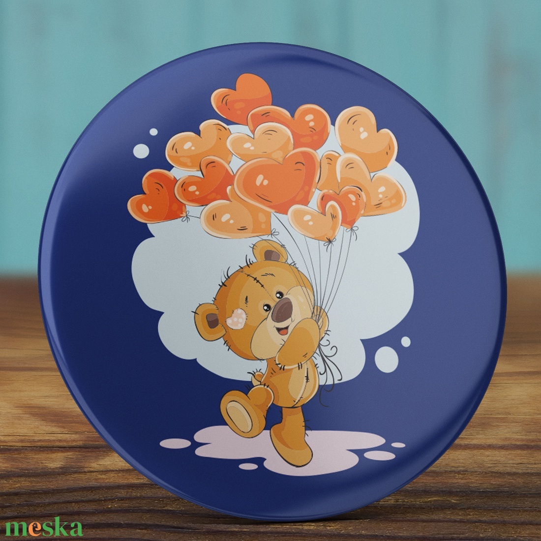 Szeretlek maci kitűző - medve bross- valentin nap - szerelmes ajándék - szeretlek kitűző - maci - szív - piros - lufi - ékszer - kitűző és bross - Meska.hu