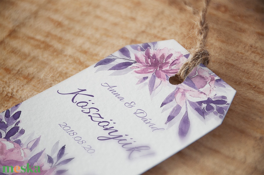 Esküvői köszönőkártya - virágos köszönőkártya - kísérőkártya - köszönöm- ajándékkártya - ajándékkísérő - lila - esküvő - esküvő - emlék & ajándék - nászajándék - esküvői pénzátadó boríték, kártya - Meska.hu