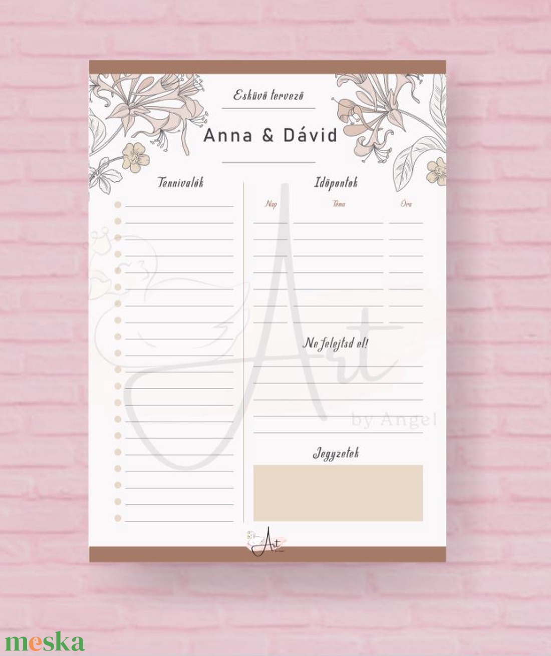 Esküvő tervező - esküvői tervező  - planner - tervező - vintage tervező - virágos tervező  - otthon & életmód - papír, írószer - naptár & tervező - Meska.hu