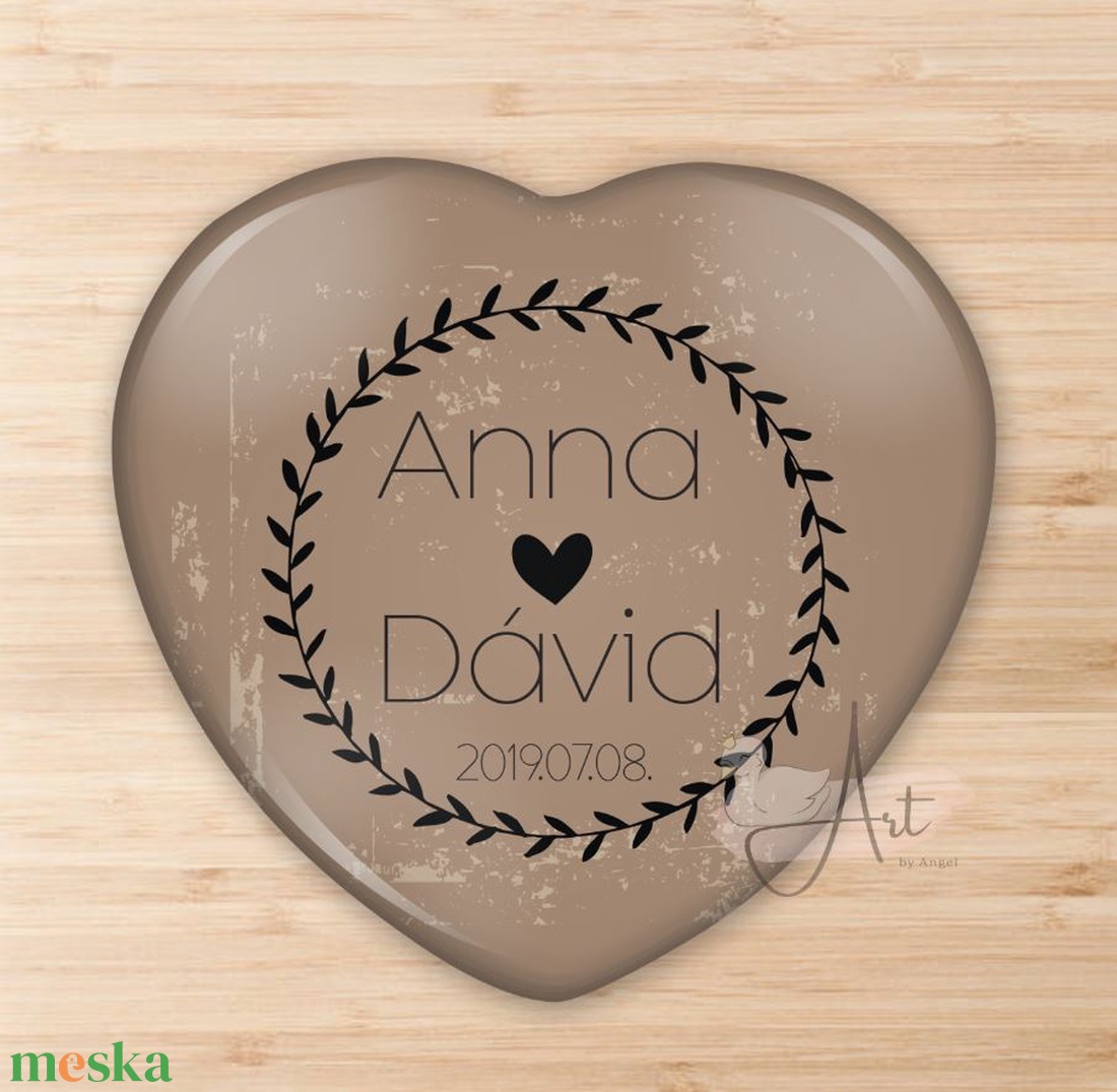 Esküvői köszönetajándék hűtőmágnes - Esküvői köszönőajándék mágnes - vintage esküvő - levél esküvő - erdő - erdei gyűrű - otthon & életmód - konyhafelszerelés, tálalás - konyhai dekoráció - hűtőmágnes - Meska.hu