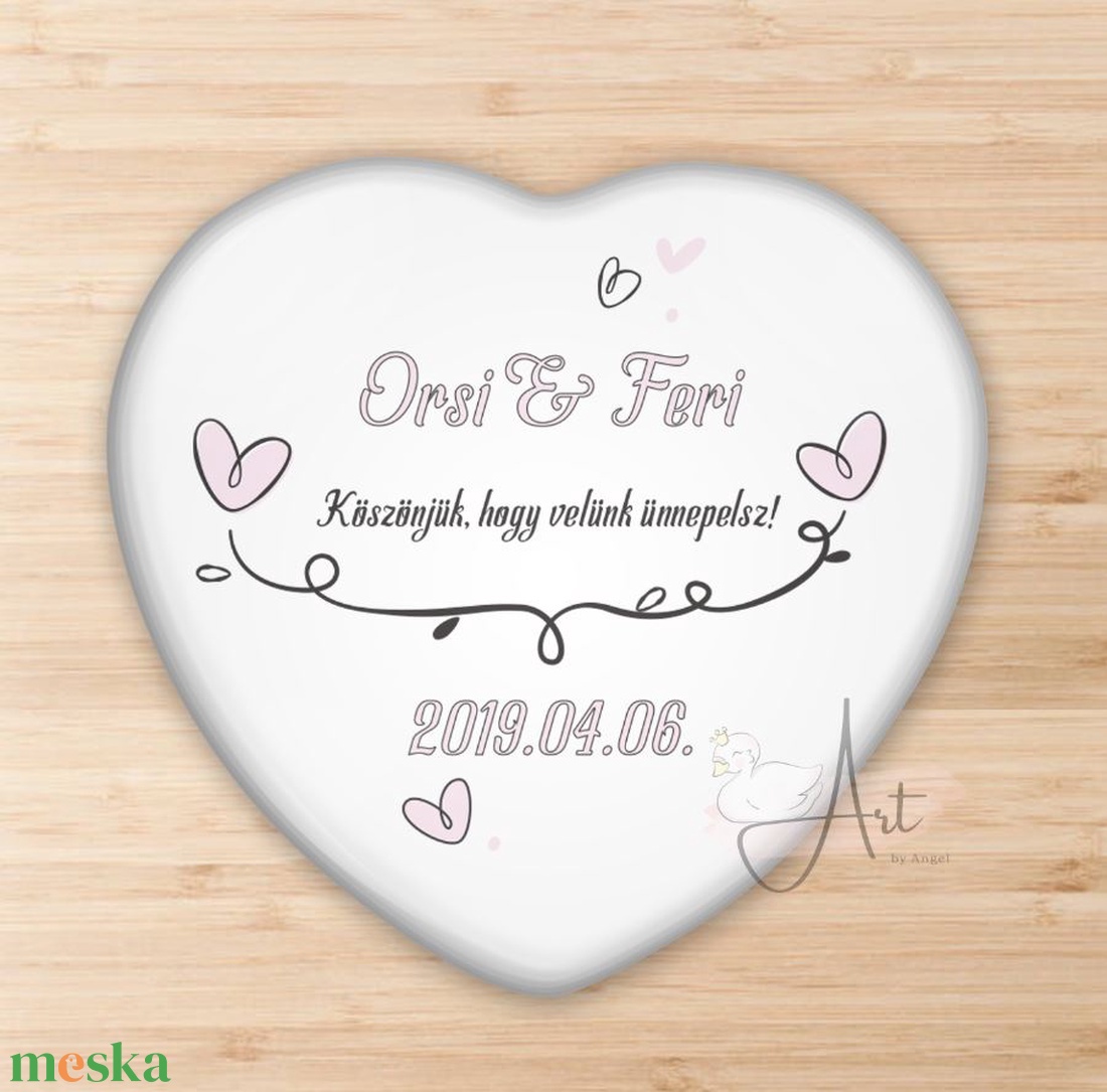 Esküvői köszönetajándék - Esküvői köszönőajándék mágnes - kitűző - matrica - zsebtükör - vintage esküvő - levél - szív - otthon & életmód - konyhafelszerelés, tálalás - konyhai dekoráció - hűtőmágnes - Meska.hu