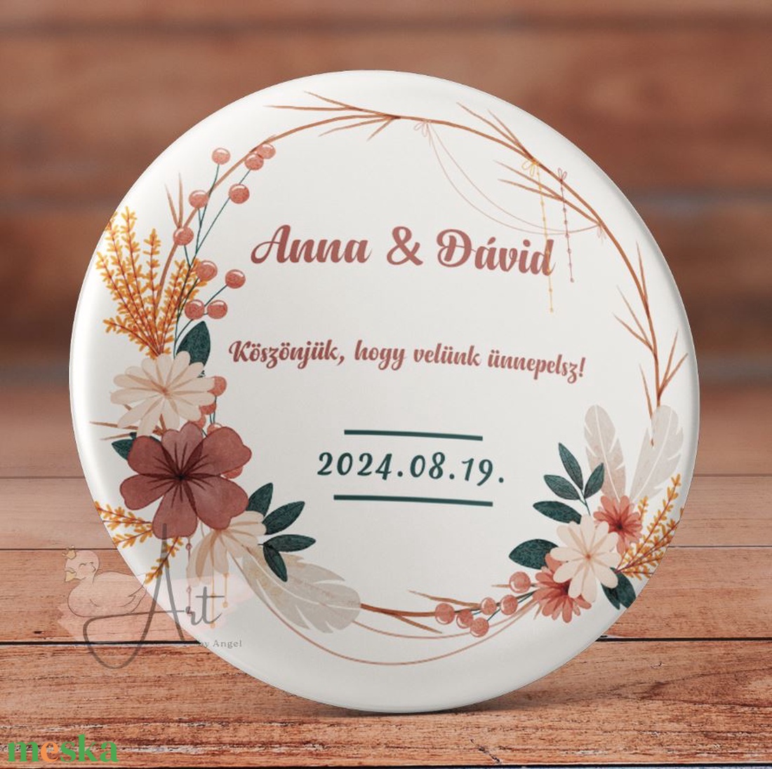 Őszi virágos esküvői köszönőajándék hűtőmágnes - Esküvői köszönőajándék kitűző - köszönet ajándék - esküvő - ősz - esküvő - emlék & ajándék - köszönőajándék - Meska.hu