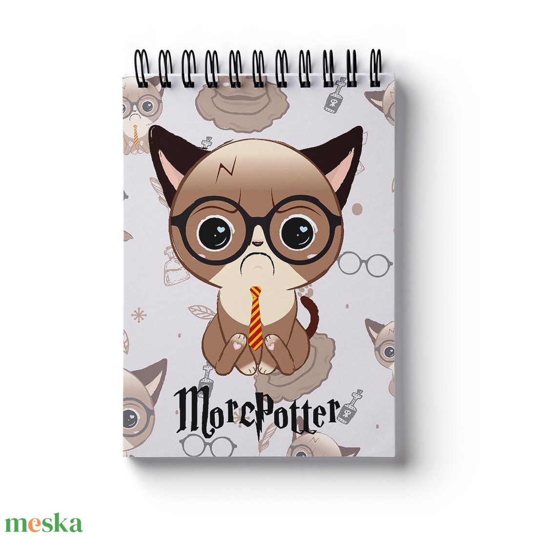 Morcpotter füzet - cuki notesz - grumpy cat - cica - macska - harry potter - jegyzetfüzet - varázsló - morcos cica - a6 - otthon & életmód - papír, írószer - jegyzetfüzet & napló - Meska.hu