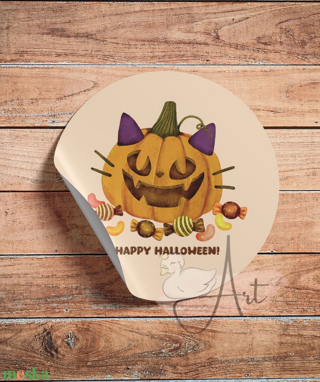 Halloween cica tök matrica - kör matrica - matrica - ősz - macska - cuki - október - őszi vibe - fekete macska - ijesztő - otthon & életmód - papír, írószer - matrica, matrica csomag - Meska.hu