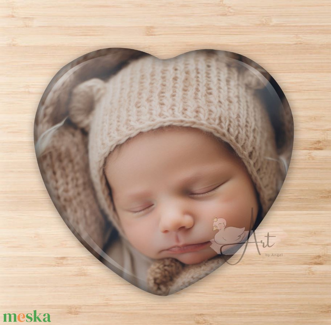 Baba fotó mágnes - babás mágnes - mérföldkő mágnes - szív - kör - egyedi - fényképes - kis baba - cuki - apró ajándék - otthon & életmód - konyhafelszerelés, tálalás - konyhai dekoráció - hűtőmágnes - Meska.hu