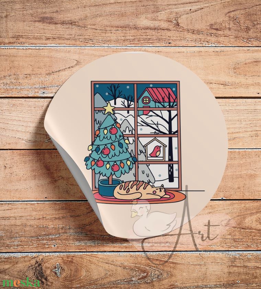 Karácsonyi cicás matrica - cuki - matrica szett - karácsony - cica - olcsó ajándék - apró ajándék - macska - karácsonyfa - otthon & életmód - papír, írószer - matrica, matrica csomag - Meska.hu