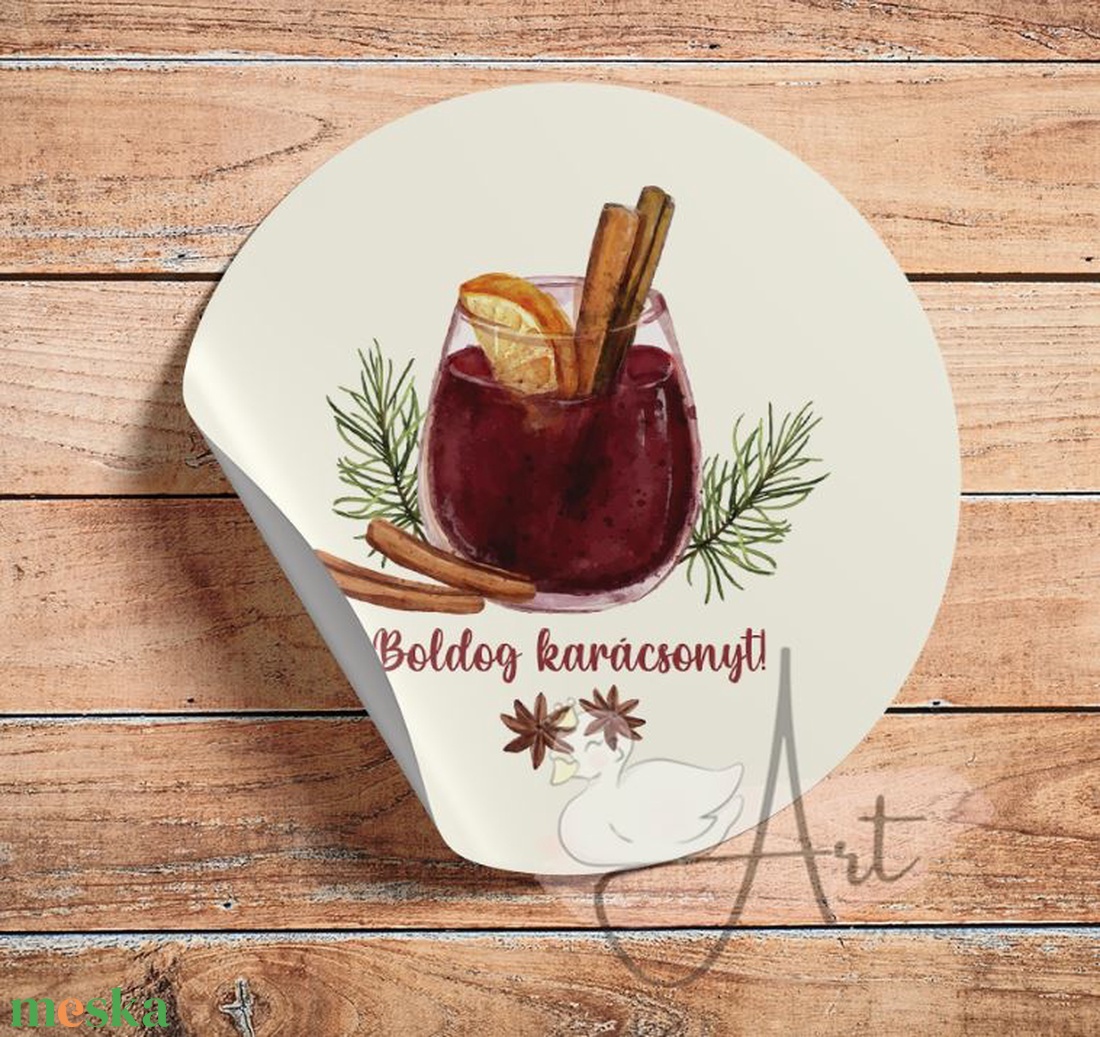 Karácsonyi forralt bor matrica - kör matrica - matrica - cuki - karácsony - boldog karácsonyt - ajándék - bor - fahéj - otthon & életmód - papír, írószer - matrica, matrica csomag - Meska.hu