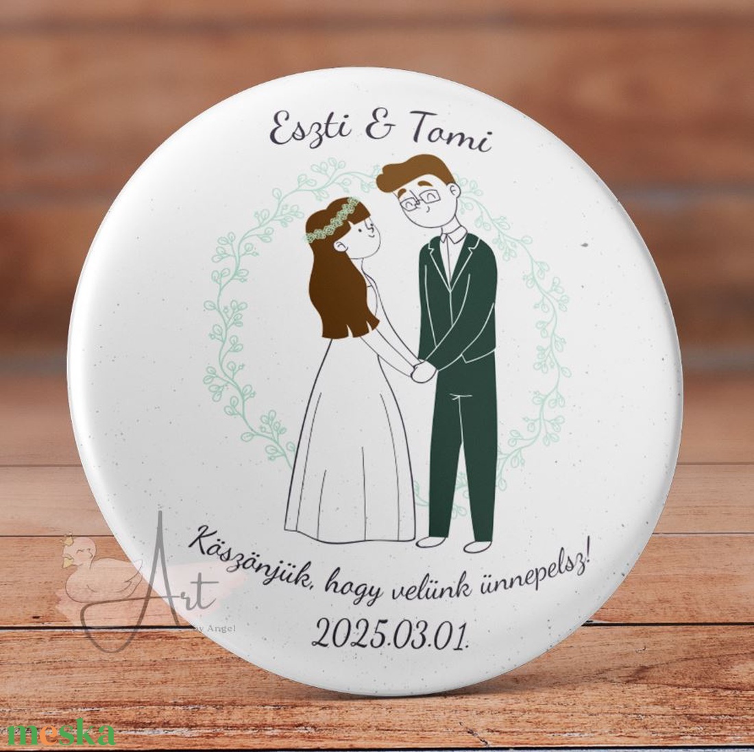 Esküvői köszönetajándék hűtőmágnes - Esküvői köszönőajándék kitűző - vintage esküvő - levél esküvő - erdő - erdei gyűrű - otthon & életmód - konyhafelszerelés, tálalás - konyhai dekoráció - hűtőmágnes - Meska.hu