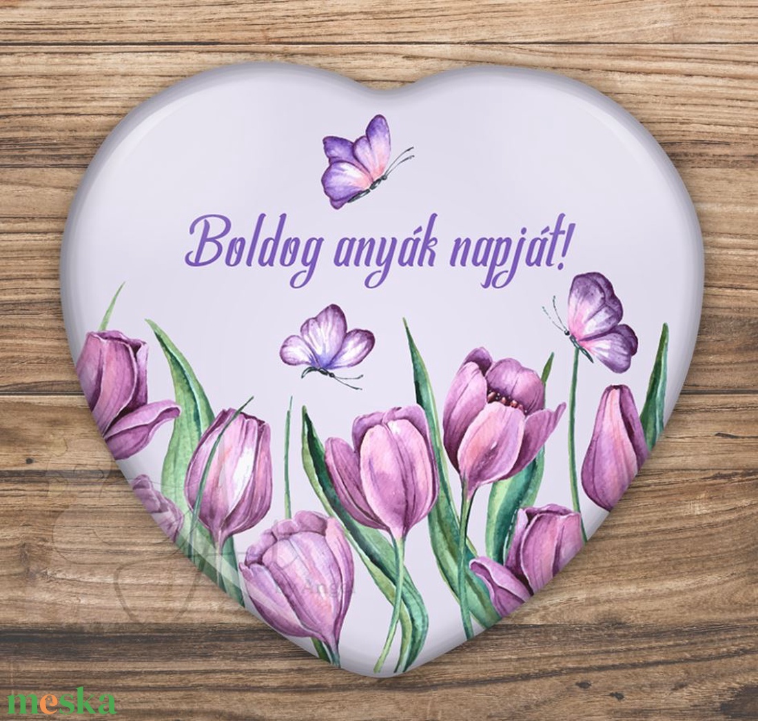 Anya tükör - mágnes - kitűző -  szeretlek anya - anyu -  virág - vintage - anyák napja - szív - anyu - mama - anyuka - otthon & életmód - dekoráció - tükör - Meska.hu