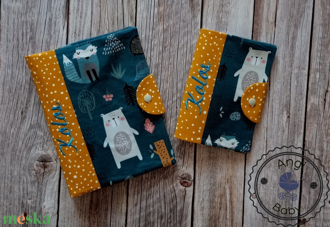 Pelenkatartó táska + egészségügyi kiskönyv borító - baba - mama - pelenkázó, babafürdető kellékek - pelenkázó szett - Meska.hu