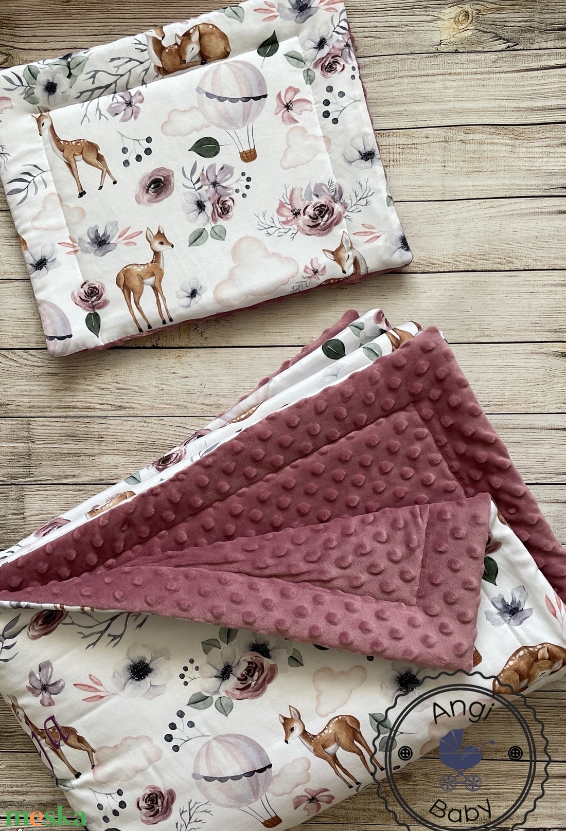 Baba ágyneműgarnitúra (takaró + lapos  párna) - baba - mama - baba ágynemű - babatakaró, gyerek pléd - Meska.hu