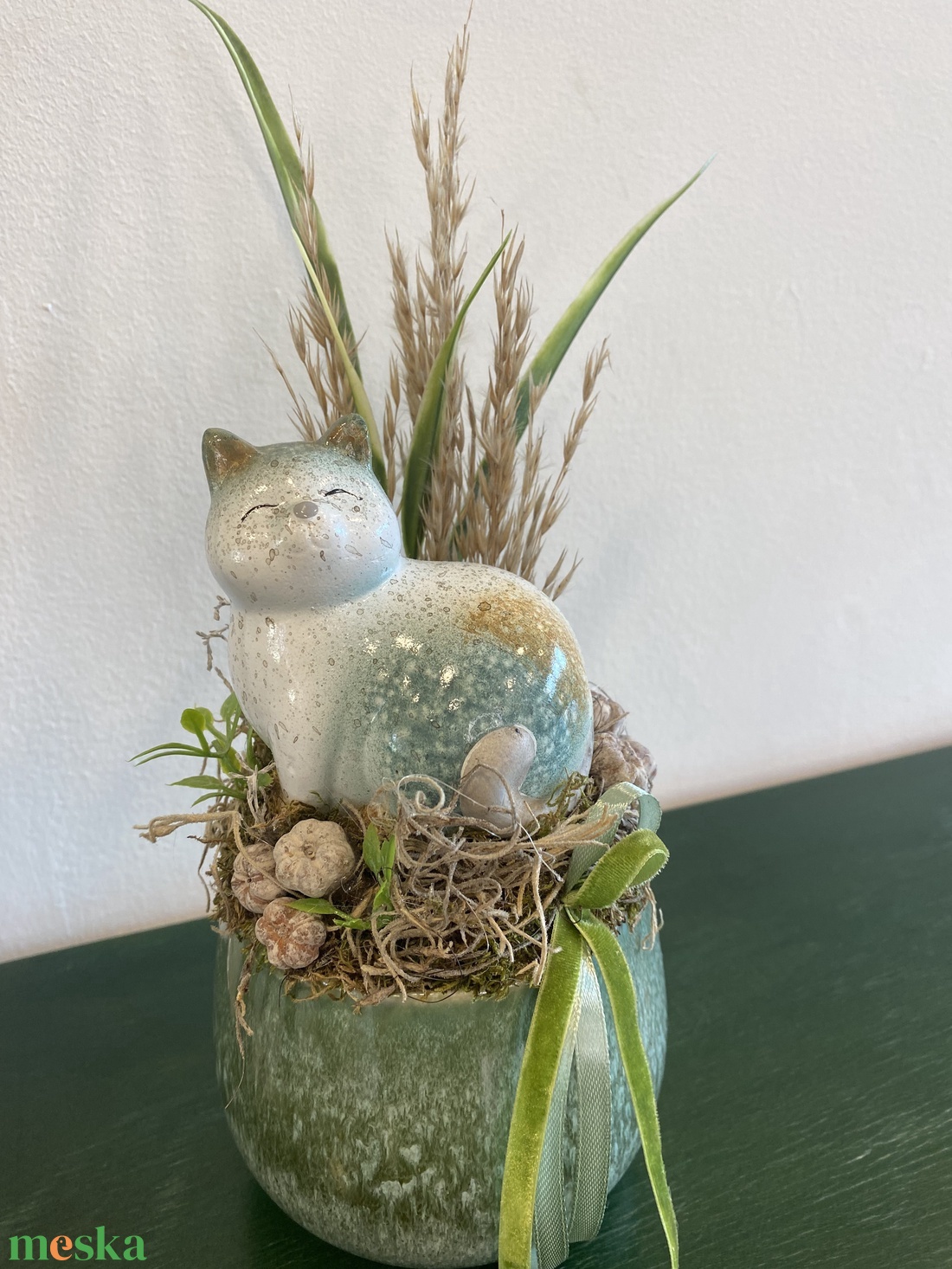 Kerámia cicás dísz - otthon & életmód - dekoráció - asztal és polc dekoráció - asztaldísz - Meska.hu